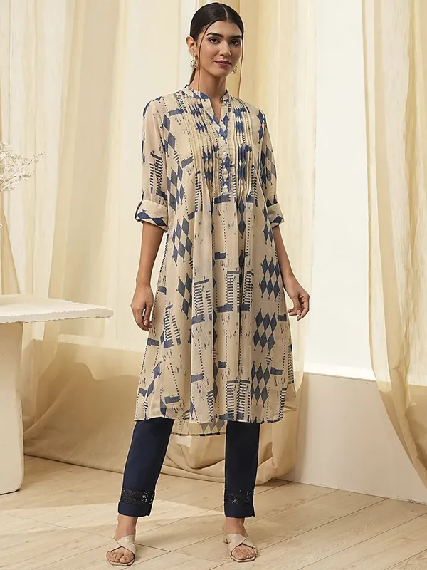 BIBA beige georgette printed kurti