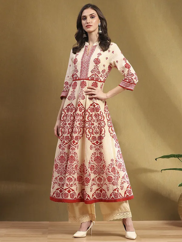 BIBA cream printed palazzo set