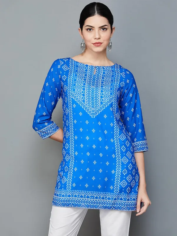 BIBA printed blue short kurti