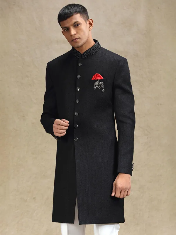 Black all time classy indo western in jute fabric