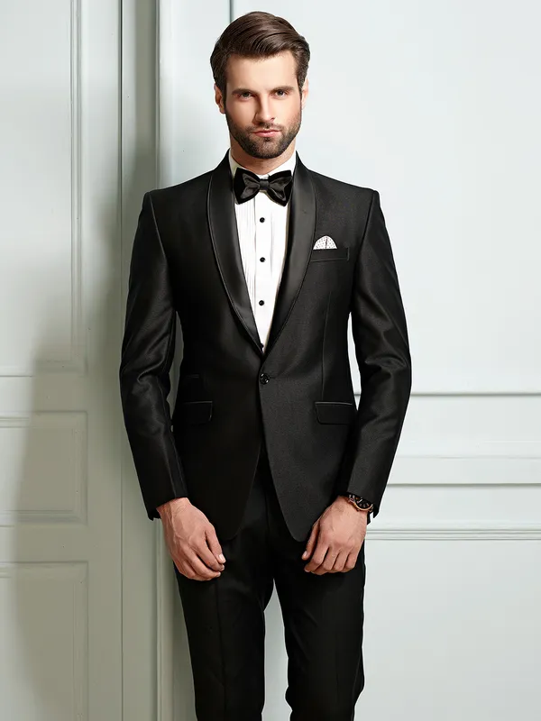 Black color suit in terry rayon fabric