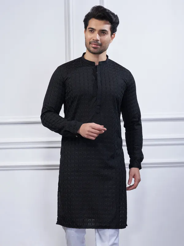 Black cotton kurta suit for special ocassions