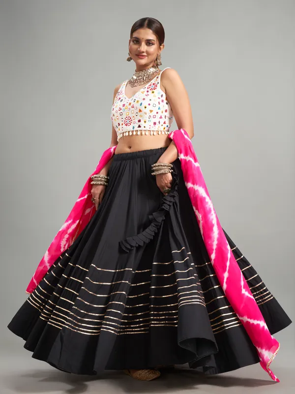 Black cotton silk chaniya choli for navratri