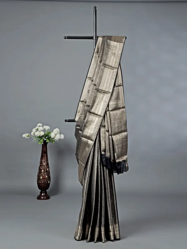 Black cotton silk saree with zari elegance