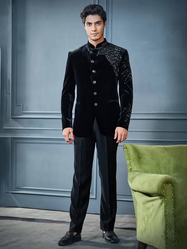 Black designer jodhpuri suit for special occasion