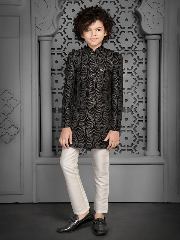Black ethnic charm indo western for boys