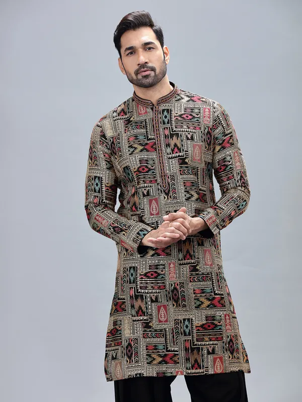 Black georgette kurta set with matching patiyala
