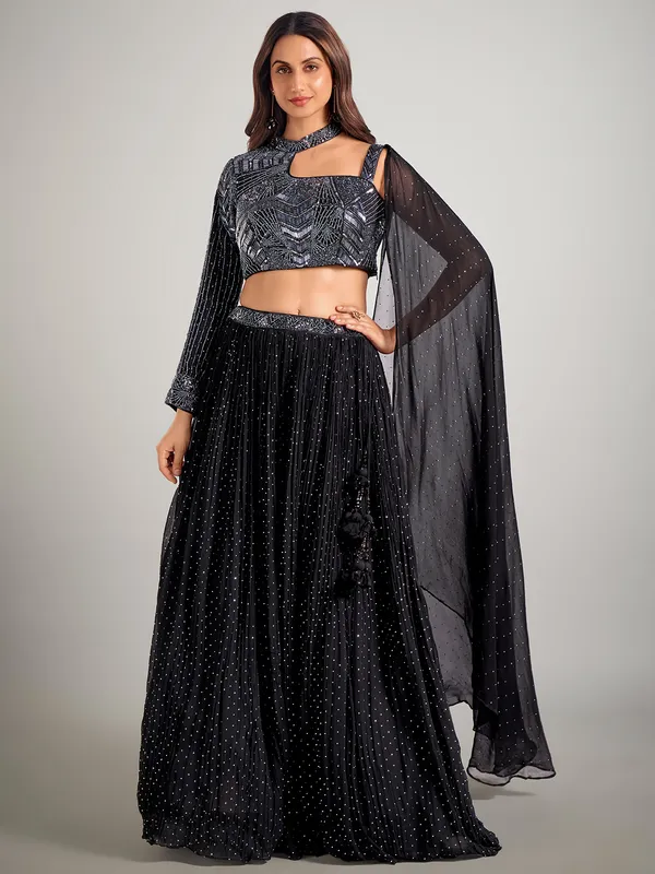 Black georgette lehenga choli for party