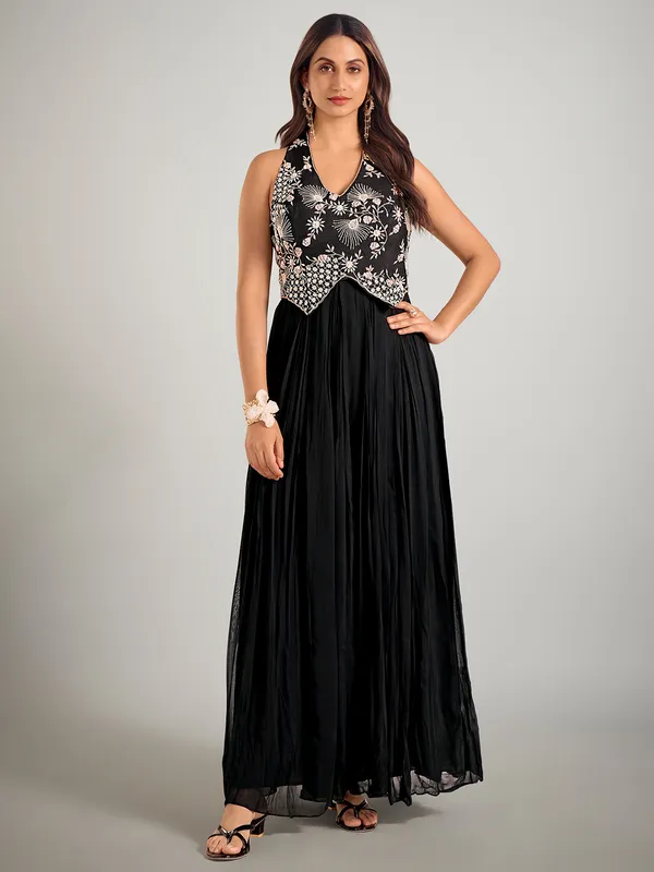 Black georgette party wear designer suit