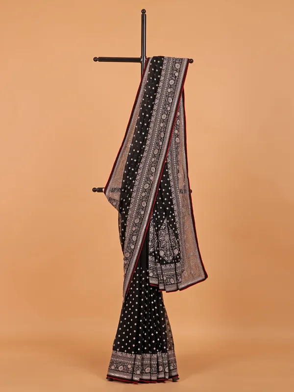 Black georgette wedding wear saree