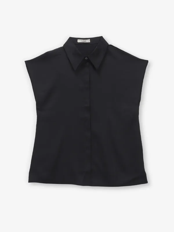 Black linen plain top for women