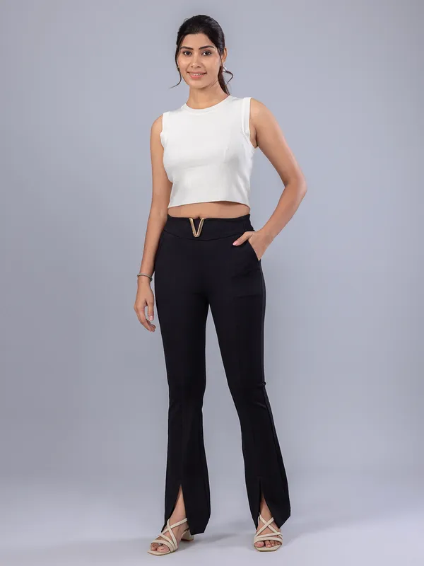 Black lycra casual wear women pant