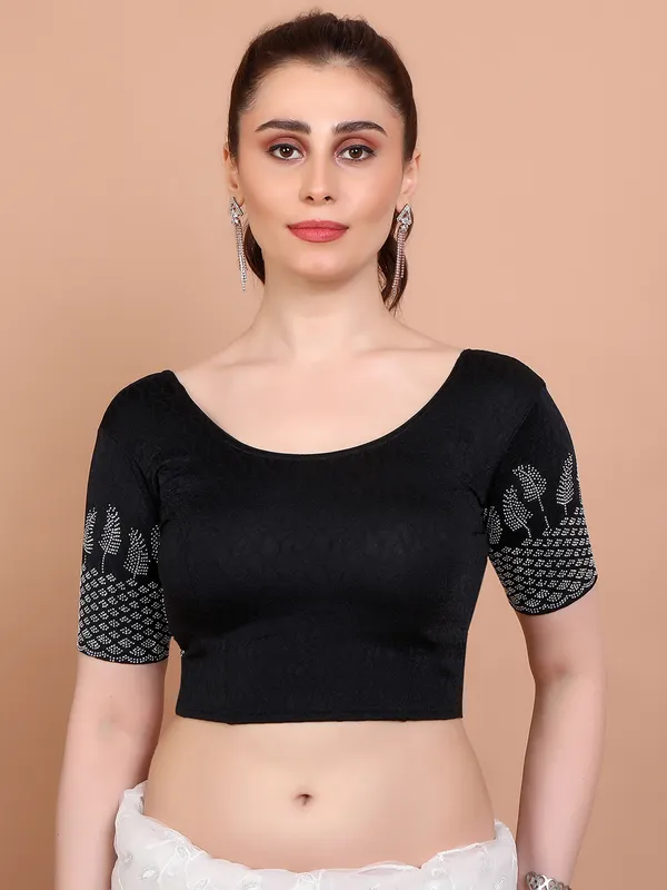 Black lycra strechable ready made blouse