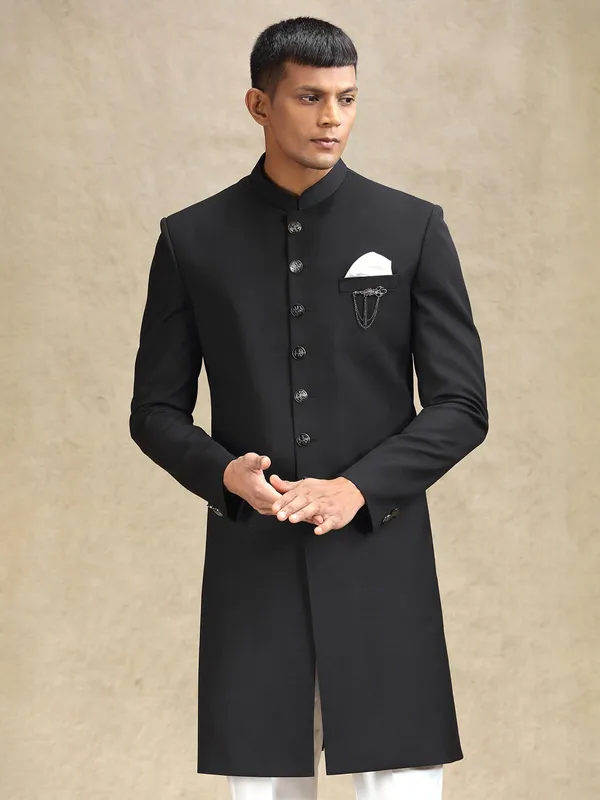 Black magestic simple indo western for men