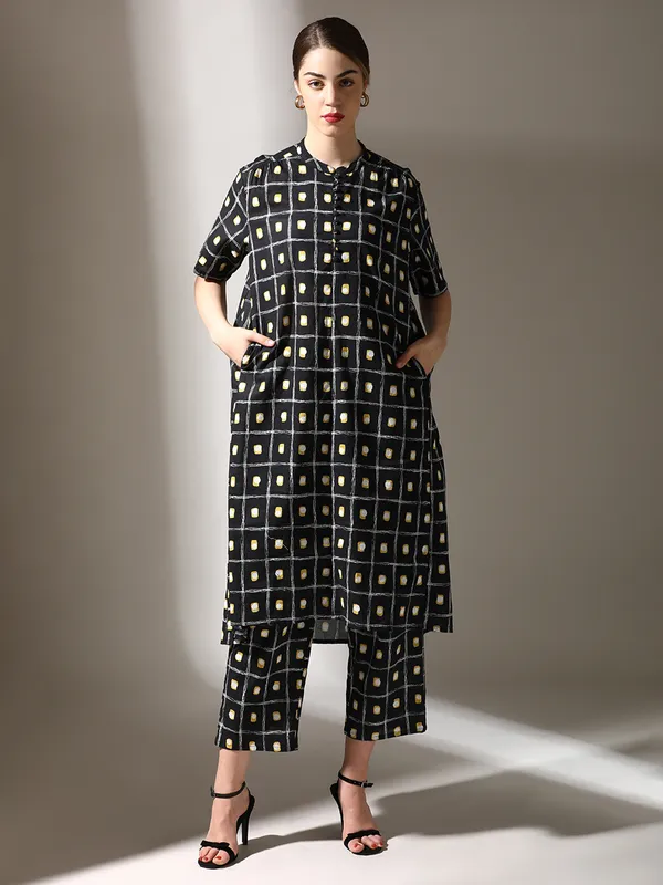 Black printed cotton co ord set