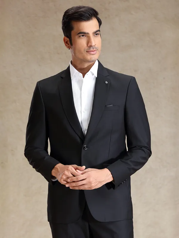 Black refined classy terry rayon 2pc suit