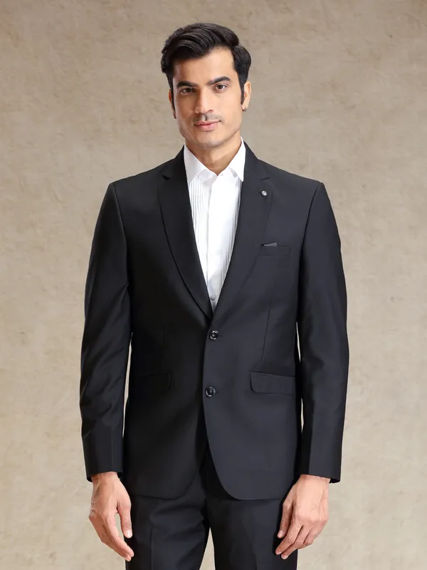 Black refined classy terry rayon blazer