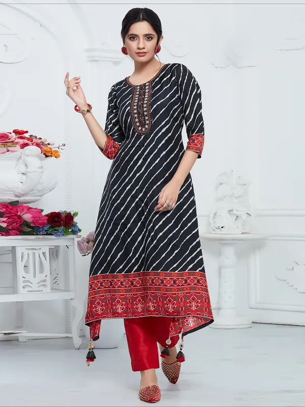 Black russian silk digital printed kurti