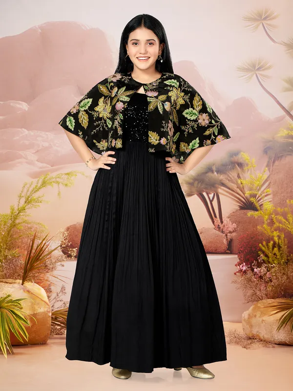 Black silk gown with jacket