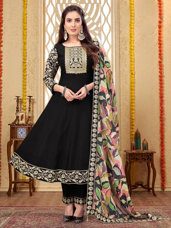 Black silk salwar suit for festive wear