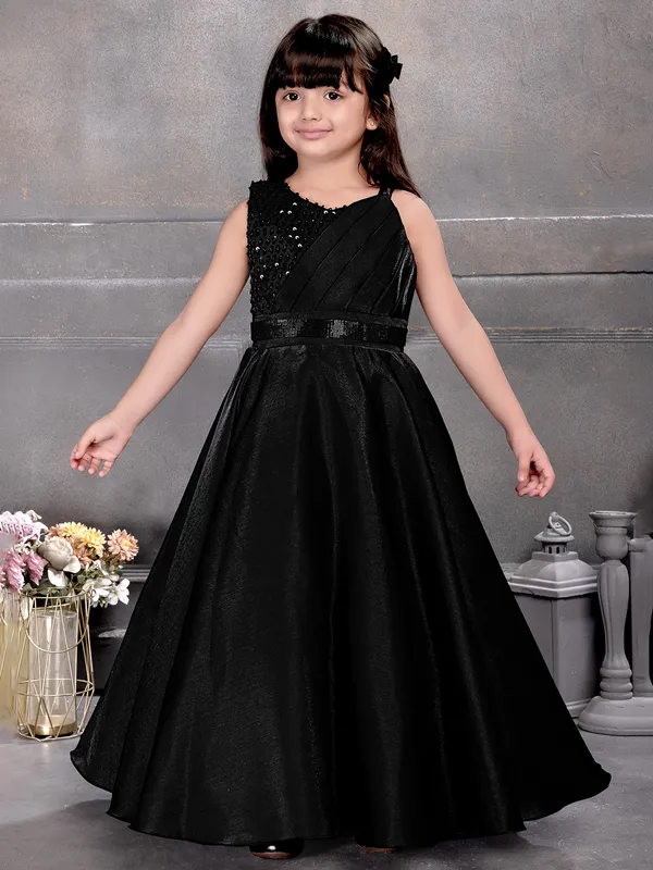 Black silk stunning frock for little girl