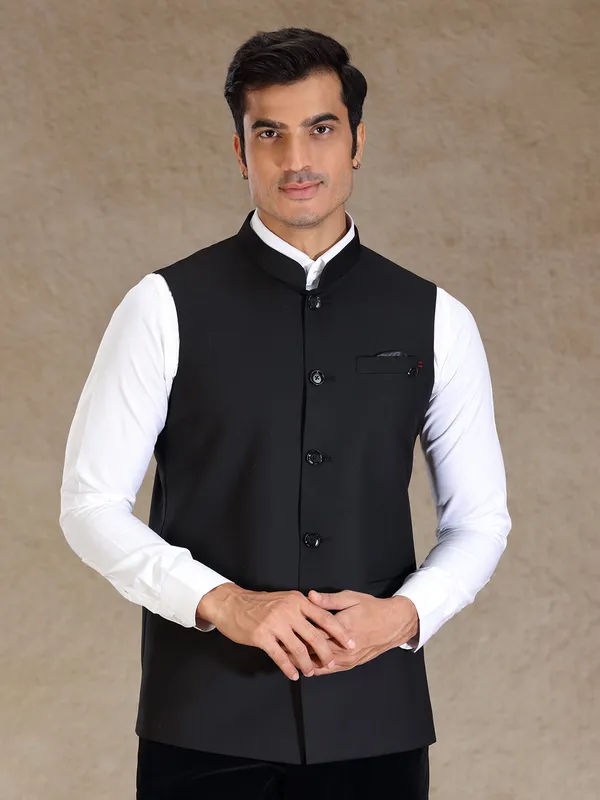 Black silk waistcoat only for men