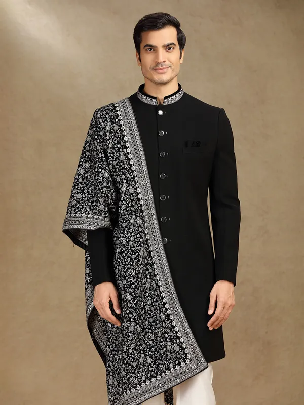 Black terry rayon indo western with dupatta
