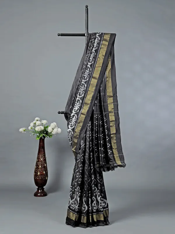 Black traditional zari weave saree
