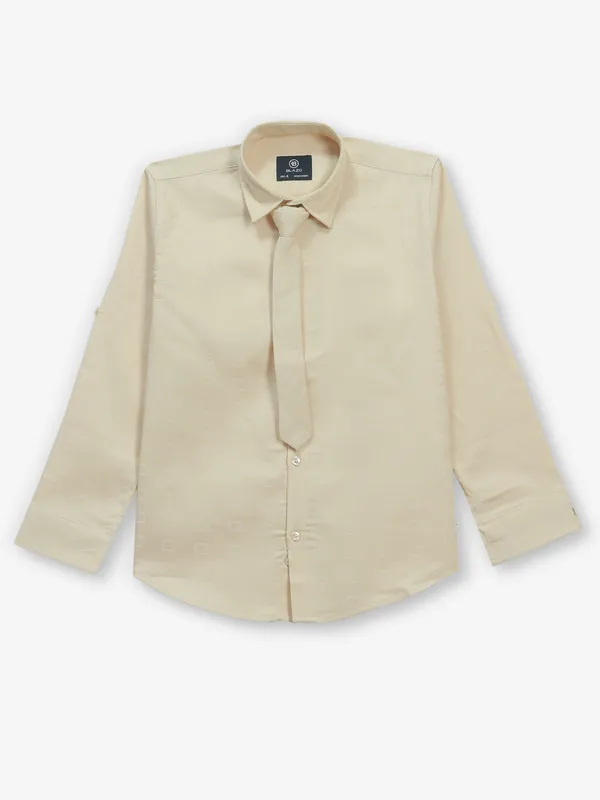 BLAZO beige cotton shirt with print
