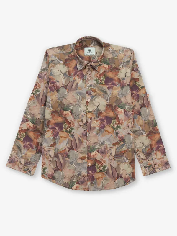 BLAZO beige printed cotton shirt for boys
