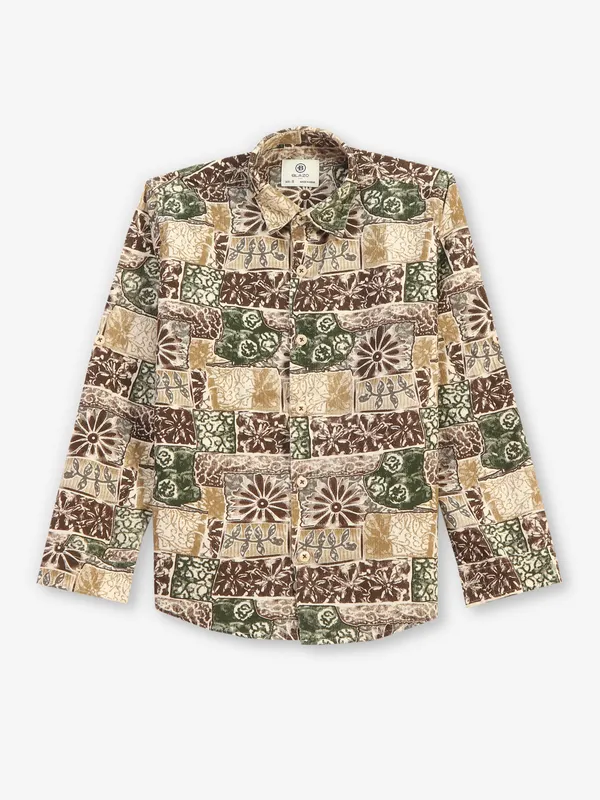 BLAZO beige printed cotton shirt with t-shirt