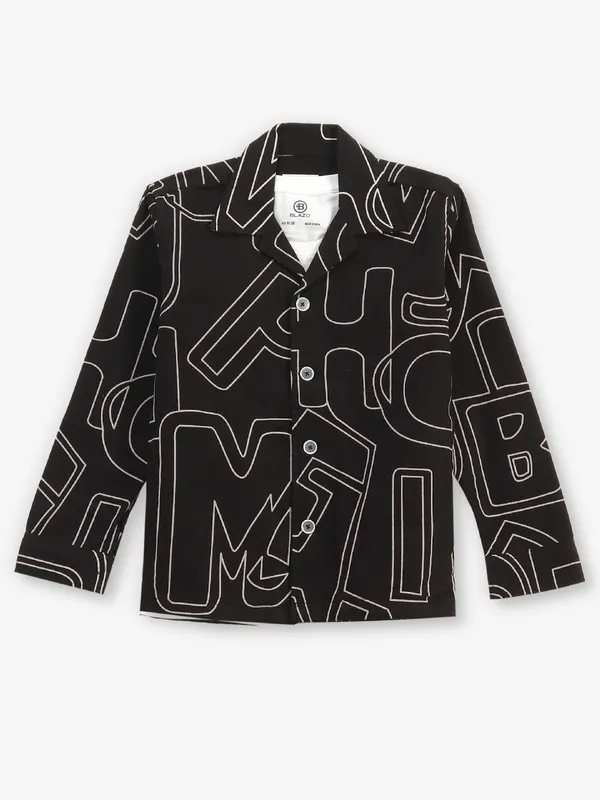 BLAZO black printed cotton full sleeve shirt