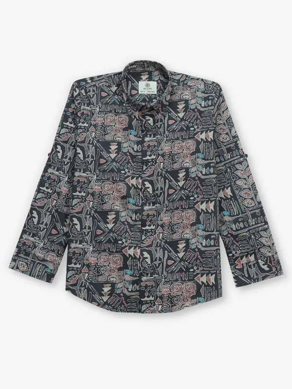 BLAZO black printed cotton shirt for boys