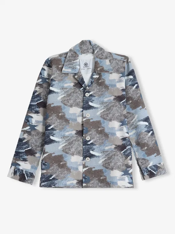 BLAZO blue and olive printed shirt