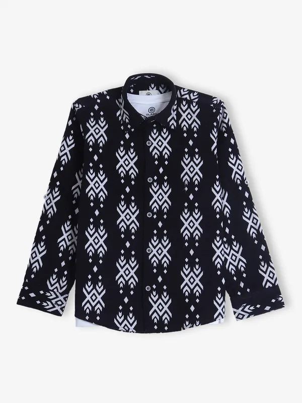 BLAZO cotton printed black shirt