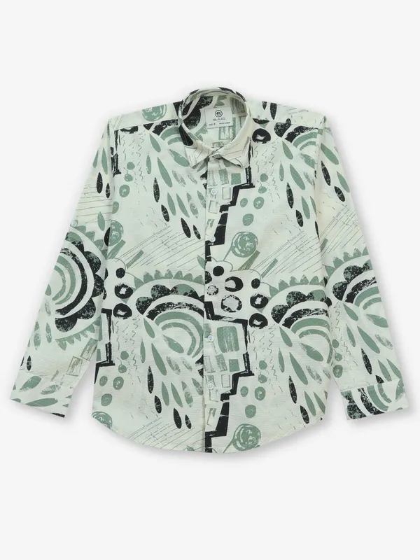 BLAZO green cotton printed shirt