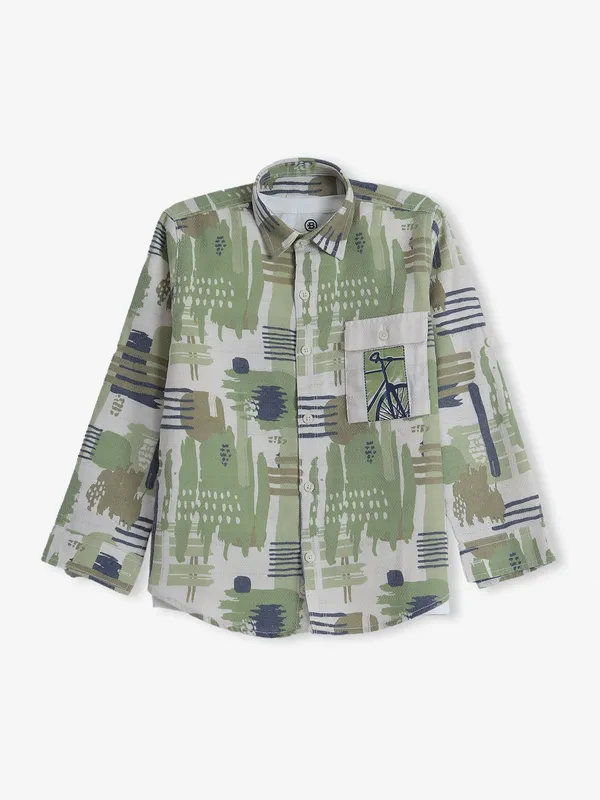 BLAZO green printed cotton shirt