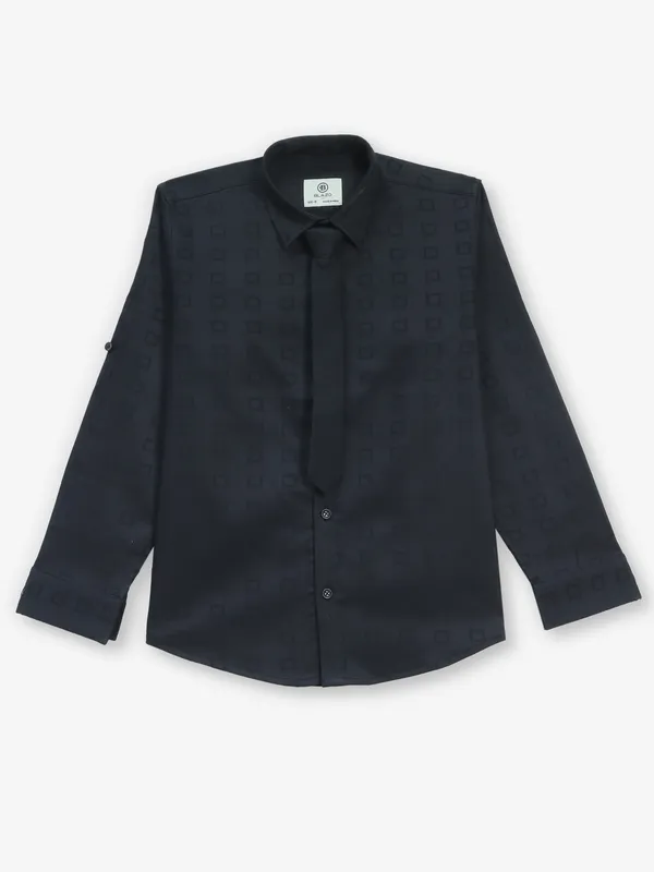 BLAZO navy cotton casual shirt with print