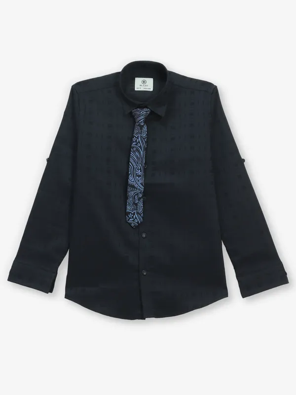 BLAZO navy cotton shirt with print