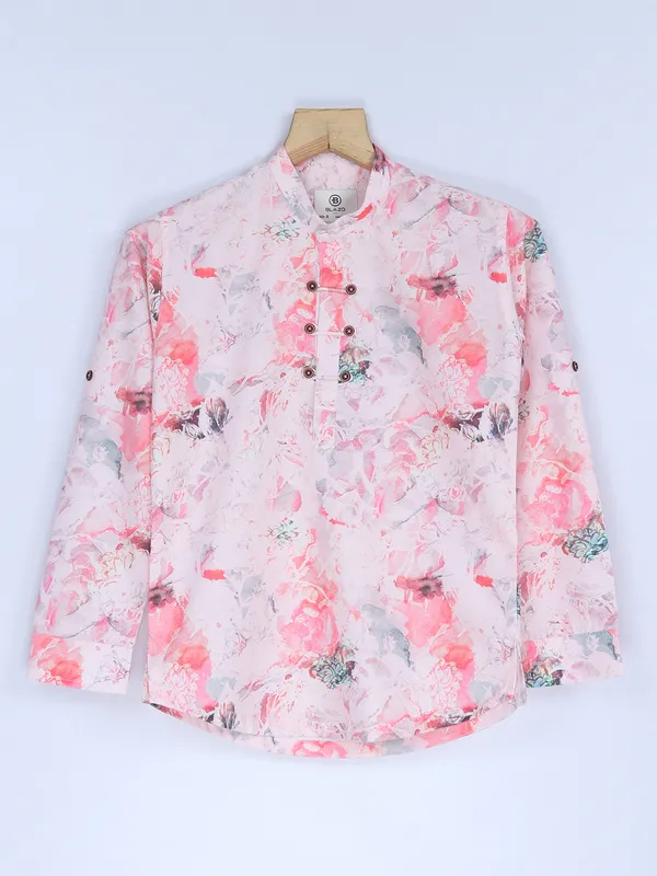 Blazo peach cotton kurta style shirt