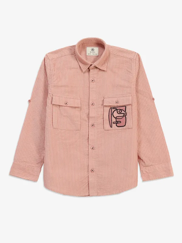 BLAZO peach stripe cotton shirt