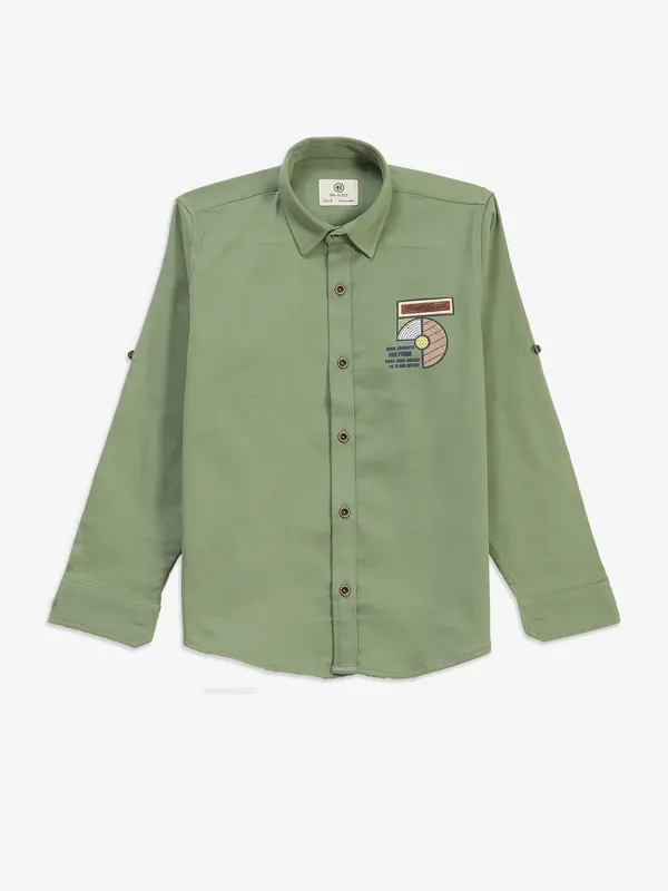 BLAZO pista green cotton full sleeve shirt