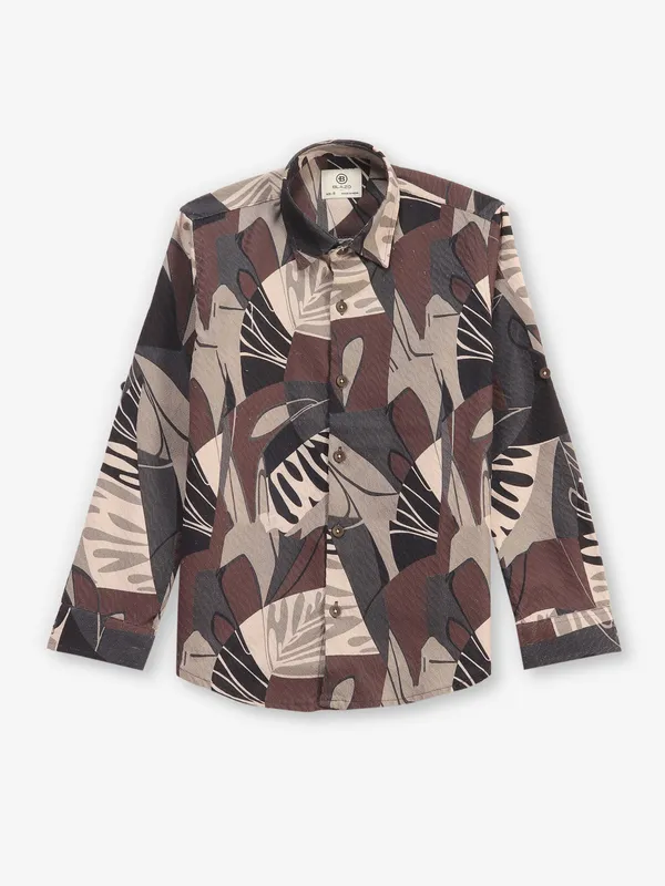 BLAZO printed brown cotton shirt