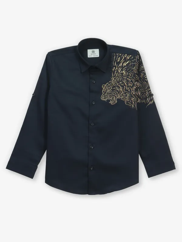 BLAZO printed navy cotton shirt for boys