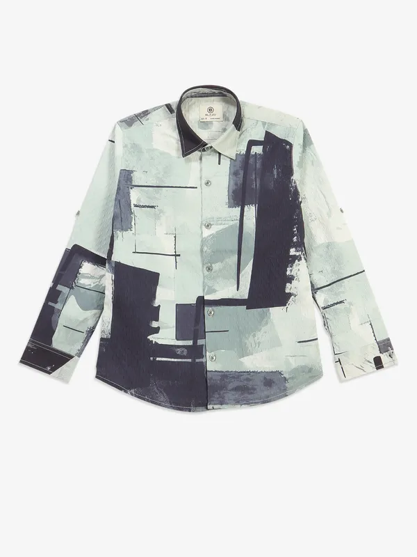 BLAZO printed pista green shirt