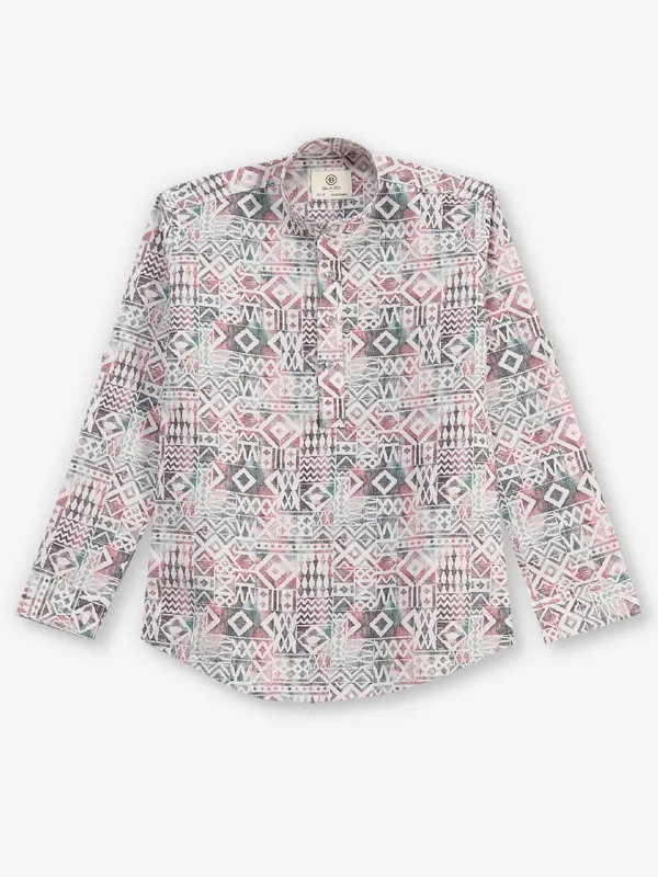 BLAZO printed white cotton kurta style shirt