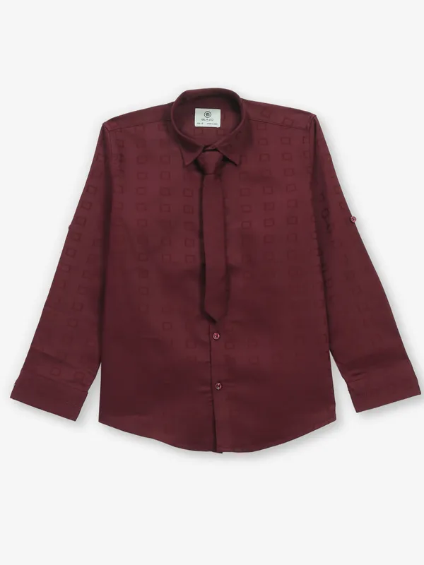 BLAZO printed wine cotton shirt for boys