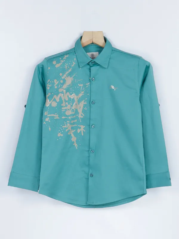 Blazo sea green cotton full sleeves shirt