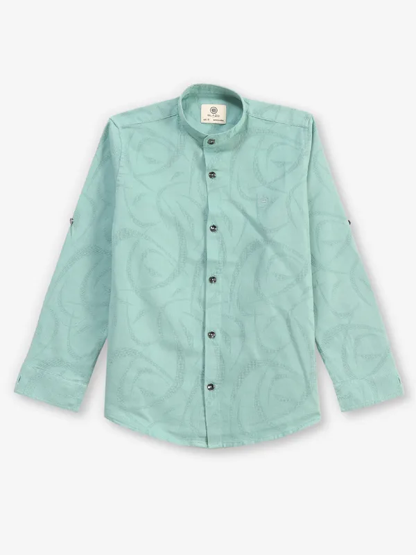 BLAZO sea green printed cotton full sleeve shirt