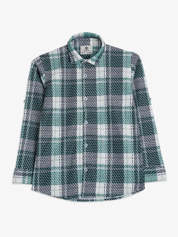 Blazo white and green checks shirt